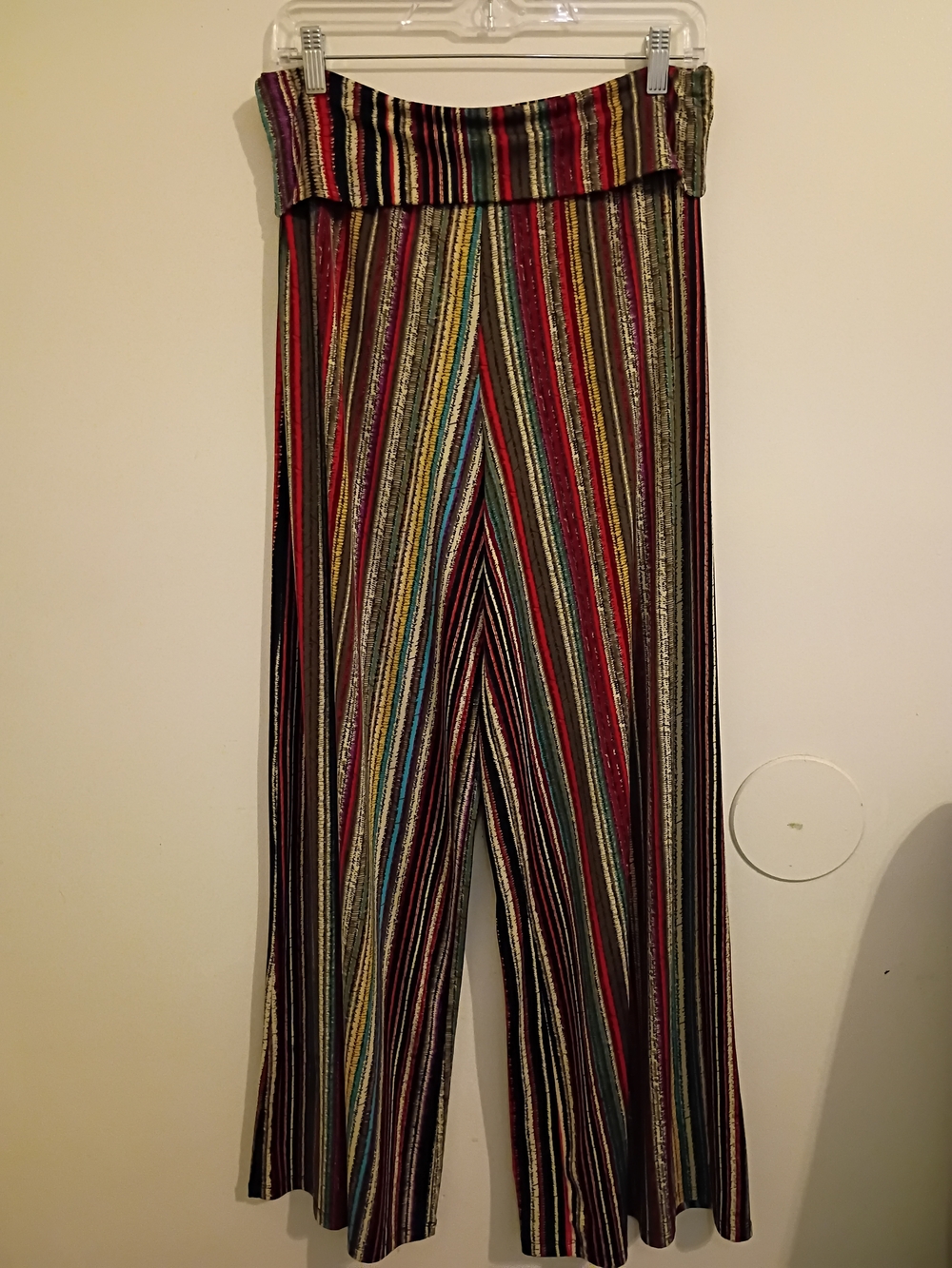 new directions Women's Multicolor Vertical-Stripe Wide-Leg Pants Sz M‎